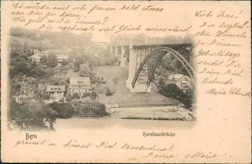 Ansichtskarte Bern (Schweiz) Berne Kornhausbrücke, Häuser 1902
