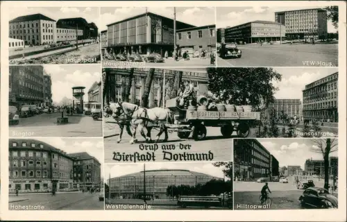 Ansichtskarte Dortmund Burgtor Hansastraße Pferdebierwagen MB 1953