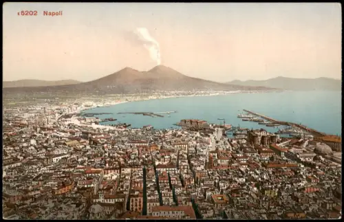 Cartolina Neapel Napoli Totale mit Vesuv 1914