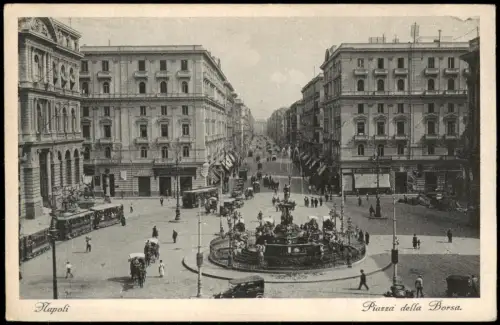 Cartolina Neapel Napoli Piazza della Borsa. Tram Straßenbahn 1928