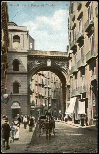 Cartolina Neapel Napoli Naples - Via e Ponte di Chiaia. 1909