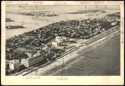 Cartolina Lido di Venezia-Venedig Venezia Luftbild areal view 1953
