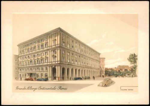 Cartolina Rom Roma Hotel Albergo Continentale 1939