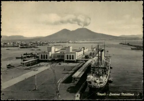 Cartolina Neapel Napoli Station the Port Gare Maritime Hafenanlage. 1959