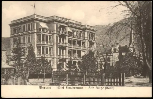 Cartolina Meran Merano Hotel Finstermünz 1929  Südtirol