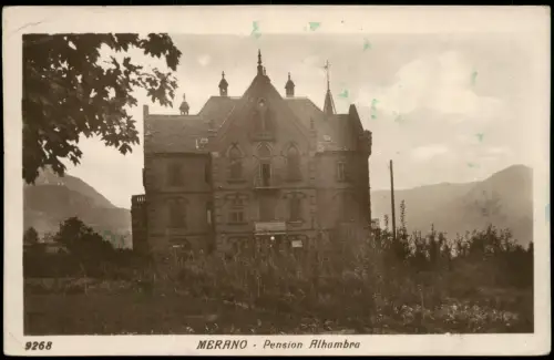 Cartolina Meran Merano Pension Alhambra - Fotokarte 1925  Südtirol