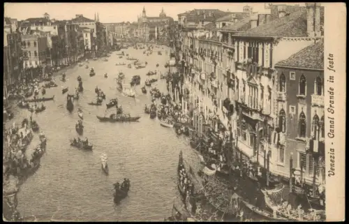 Cartolina Venedig Venezia Canal Grande in festa 1914