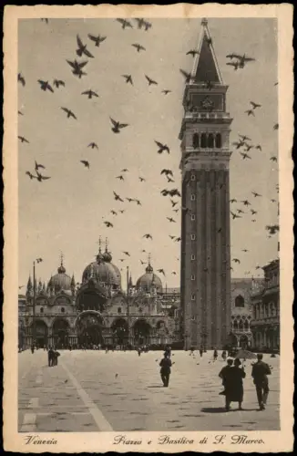 Cartolina Venedig Venezia Piazza e Basilica di S. Marco. 1932