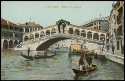 Cartolina Venedig Venezia Ponte di Rialto - Gondeln 1913