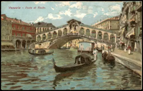 Cartolina Venedig Venezia Ponte di Rialto Brücke Künstlerkarte 1912
