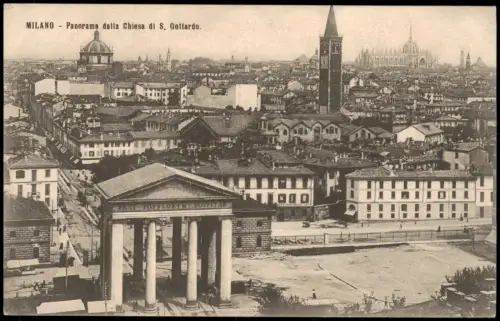 Cartolina Mailand Milano Panorama dalla Chiesa di S. Gottardo. 1913