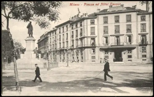 Cartolina Mailand Milano Piazza ed Hôtel Cavour 1912