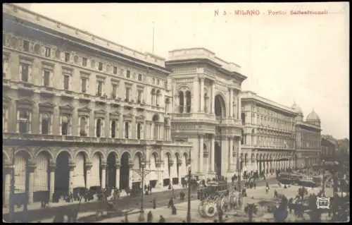Mailand Milano Portici Settentrionali, Straßenszene - Fotokarte 1913