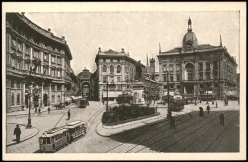 Mailand Milano Piazza Cordusio Place Cordusio - Straßenbahn 1934
