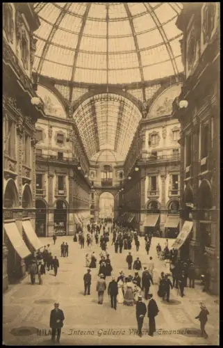 Cartolina Mailand Milano Interno Galleria Viottorio Emanuele belebt 1909