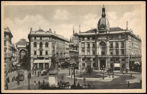 Cartolina Mailand Milano Piazza Corduslo Place Cordusio 1929