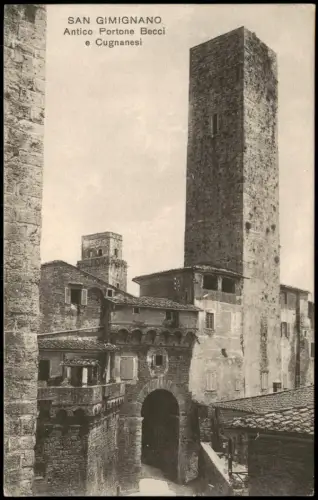 Cartolina San Gimignano Antico Portone Beccie Cugnanesi 1912