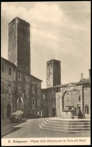 San Gimignano Gimignano Piazza della Cisterna con la Torre dei Becci 1913