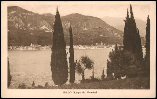 Cartolina Salò Lago die Garda Fernblick auf die Stadt 1929