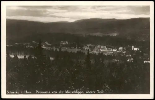 Ansichtskarte Schierke Harz Panorama von der Mauseklippe, oberer Teil. 1935