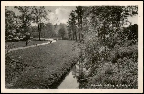 Ansichtskarte Pritzwalk Frühling im Stadtpark zur DDR-Zeit 1958