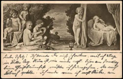 ANSELM FEUERBACH Kinderständchen Künstlerkarte Gemälde Kunstwerke 1909