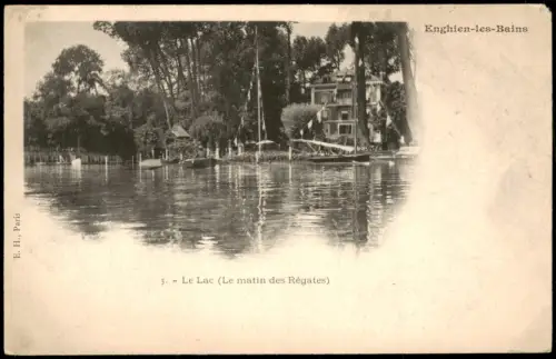 CPA Enghien-les-Bains Le Lac Le matin des Régates 1909
