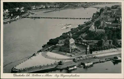 Ansichtskarte Koblenz Luftbild Deutsches Eck 1934