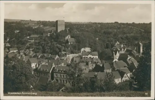 Ansichtskarte Sonnenberg-Wiesbaden Blick auf den Stadtteil 1930