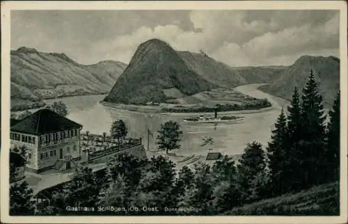 Schlögen-Haibach  Donau Gasthaus Ob.-Oest. Donauschlinge 1939 Pernat-Karte: