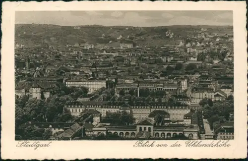 Ansichtskarte Stuttgart Blick von der Uhlandshöhe 1930