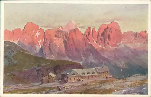 Seis am Schlern Siusi allo Sciliar Schlernhaus - Künstlerkarte 1912