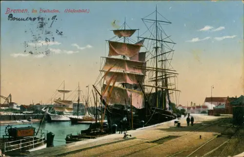 Ansichtskarte Bremen Im Freihafen - Segelboot 1912