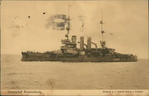 Schiffe Schifffahrt Kriegsschiffe Marine Linienschiff Braunschweig 1916