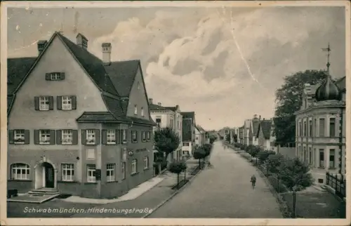Ansichtskarte Schwabmünchen Hindenburgstraße 1938