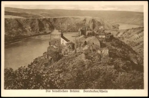 Ansichtskarte Bornhofen-Kamp-Bornhofen Die feindlichen Brüder 1928