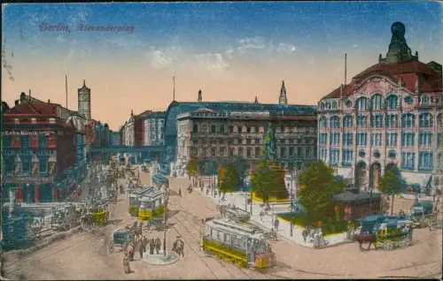Ansichtskarte Mitte-Berlin Alexanderplatz Straßenbahn 1919