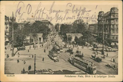 Ansichtskarte Mitte-Berlin Potsdamer Platz, Blick i. d. Leipziger Straße 1925