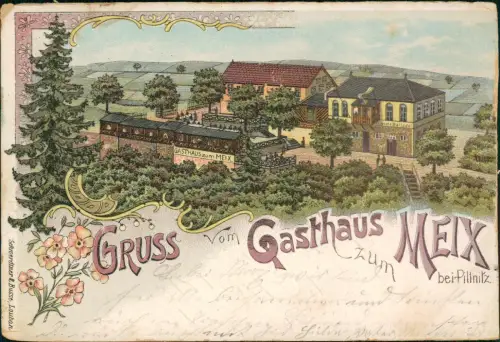 Ansichtskarte Litho AK Pillnitz Meixmühle Gruss vom... 1905