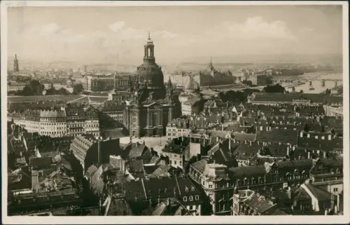 Dresden Blick v.d. Kreuzkirche nach Frauenkirche - Fotokarte 1932