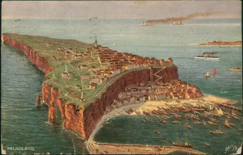 Ansichtskarte Helgoland (Insel) Aus der Vogelschau - Künstlerkarte 1927