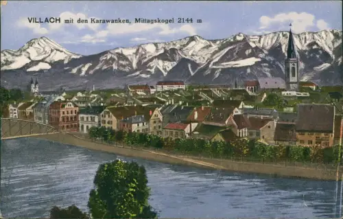 Ansichtskarte Villach Stadtansicht - Künstlerkarte 1914