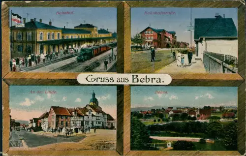 Ansichtskarte Bebra 4 Bild An der Linde Bahnhof u. Straße 1914