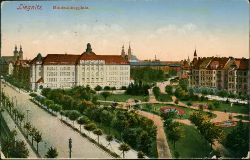 Postcard Liegnitz Legnica Hindenburgplatz 1919