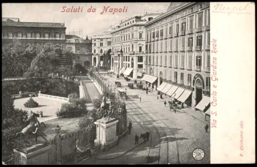 Cartolina Neapel Napoli Via S. Carlo e Giardino Reale 1912