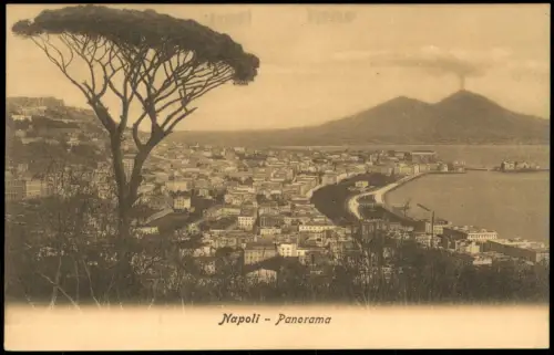 Cartolina Neapel Napoli Panoram mit Vesuv 1916
