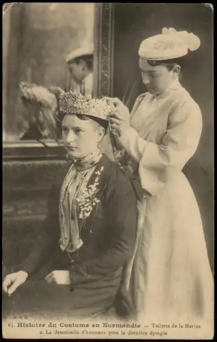 .Frankreich Histoire du Costume en Normandie Frauen Typen France 1914
