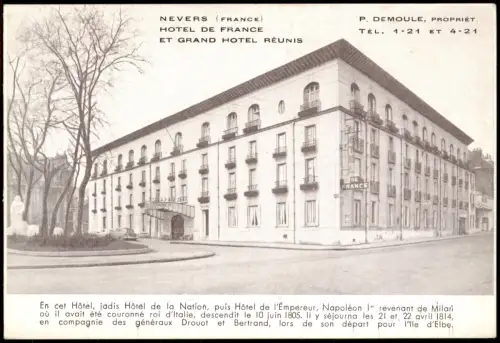 CPA Nevers HOTEL DE FRANCEET GRAND HOTEL RÉUNIS 1914