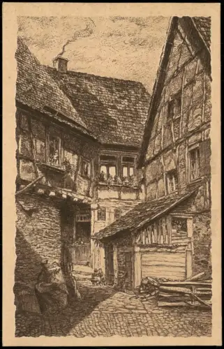 Bad Wimpfen Alt-Wimpfen Alter Hof in der Bollwerkgasse Künstlerkarte 1920