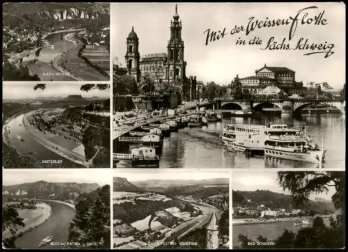 DDR Mehrbild-AK Schiffe Weisse Flotte Sächs. Schweiz & Dresden 1967
